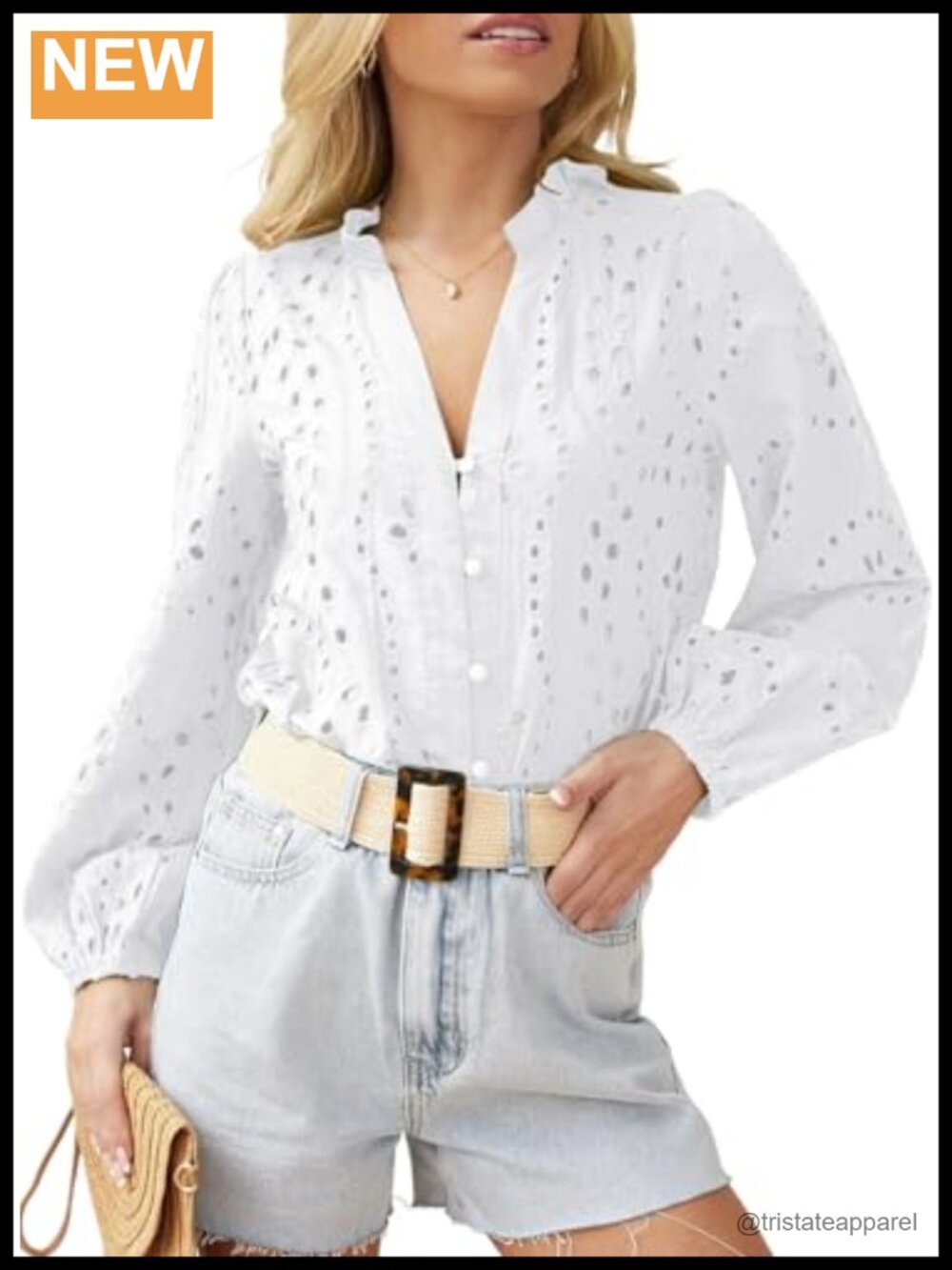 Women's Cotton Button Down Blouse V Neck Long Sleeve Casual Tunic Top